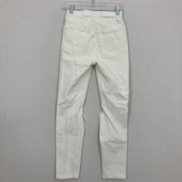 Re/Done White Distressed Button Fly Slim Leg Jeans size 25 - Picture 7 of 10